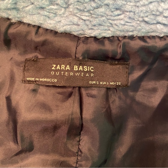 Zara Basics Outerwear Ice Blue Double breasted Teddy Coat size Small - Picture 11 of 12